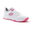 Lotto Mirage 500 All Court (Women's) - All White/Silver Metal/Vivid Fuchsia -Tennis Equipment Shop 216635 8SZ 1